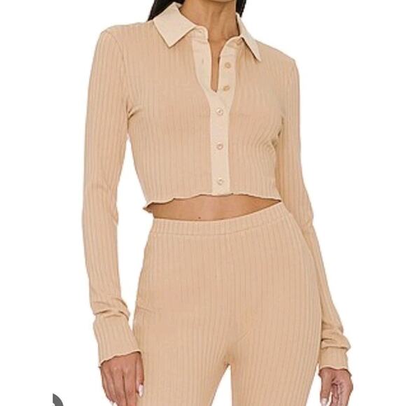 Revolve‎ Lacademie taupe crop top Sz xs preppy NWT - Picture 1 of 6